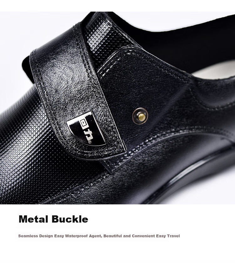 Huili Rain Boots for Men, Non-Slip Waterproof Shoes, Outdoor Wear-Resistant Rubber Shoes, Faux Leather Shoes, Oil-Resistant Chef Work Shoes, 3289 Black, Size 41 11