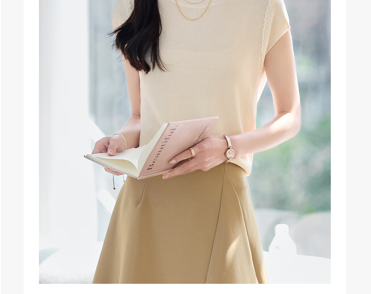 PinCai Women's Summer Solid Color Short-Sleeve Knitted T-Shirt, Distinctive Base Layer Top P52T077 10