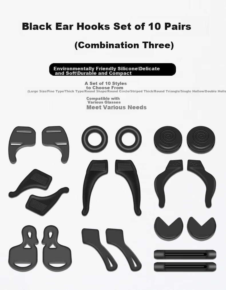 SooGree Eyeglass Temple Anti-Slip Silicone Ear Hooks, Replacement Accessories for Glasses, Anti-Drop Ear Support Fixing Device 26