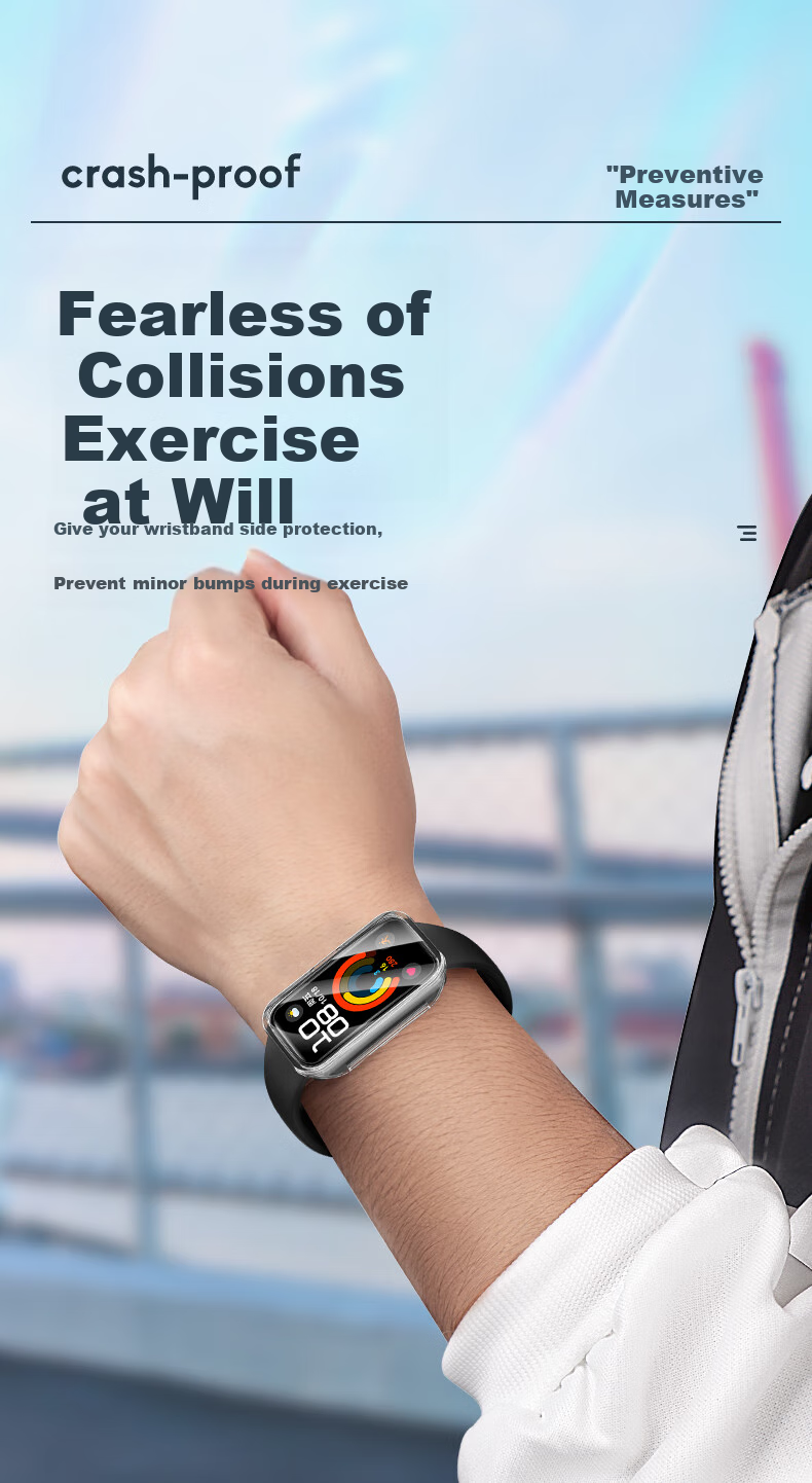 Binghong Compatible with Huawei Band 10 Protective Case, Integrated Screen Protector for Huawei Band 9 And 8 NFC Version, High-Definition Anti-Drop Full Coverage [Long-Lasting Non-Yellowing] - Transparent 5