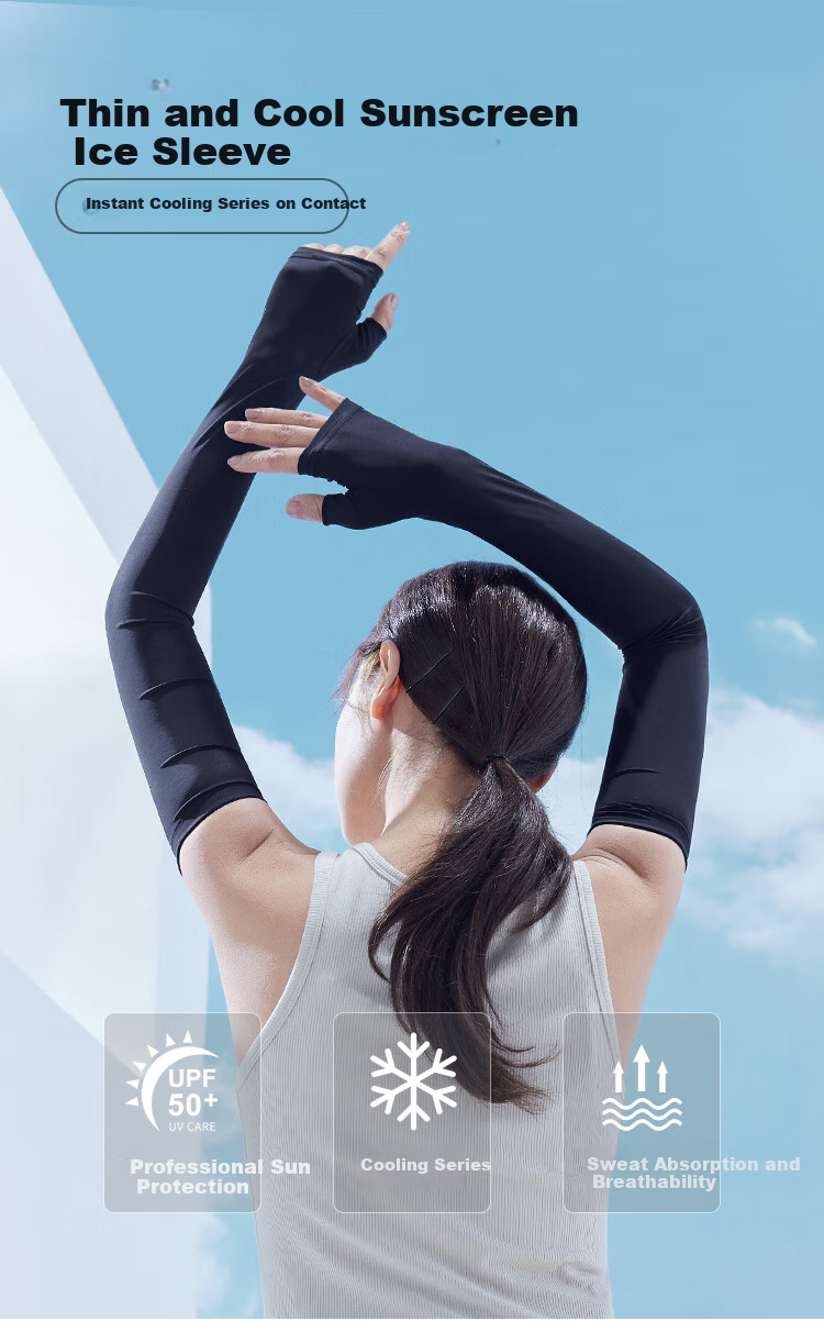 JIUMU Ice Silk Sun Protection Sleeves for Women, Summer Cooling UV Protection Arm Sleeves for Driving and Cycling 1