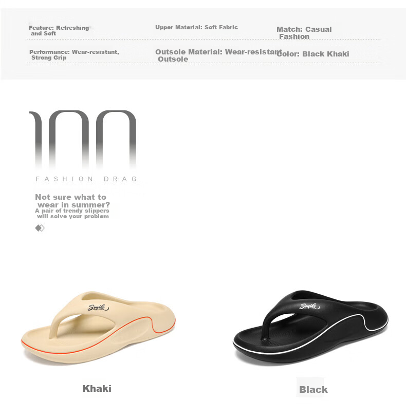 CARTELO Men's Flip-Flops, Summer Outdoor Wear, Thong Sandals, Comfortable Beach Shoes for Men, 1566 Khaki, Size 44-45 4