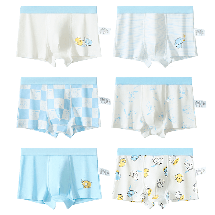 LangSha Children's Underwear, Boys' Antibacterial Pure Cotton Underwear, Youth And Older Children's Boxer Briefs, Baby Shorts, Six-Pack, Size 140