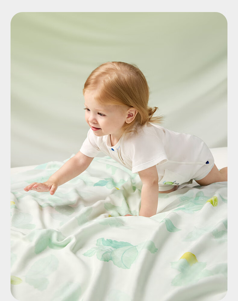 Babycare Summer Baby Air Conditioning Quilt, Cooling Blanket, Natural Cool Gauze Blanket, Mint Ice Lemon Flavor, 110*140CM 25