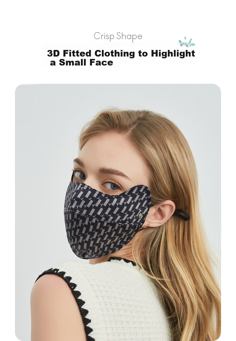 ELLE [100% Silk] Sun Protection Face Mask for Women, Eye Corner Protection, UV-Resistant Mulberry Silk Face Mask, Mid-Autumn Festival Gift 13