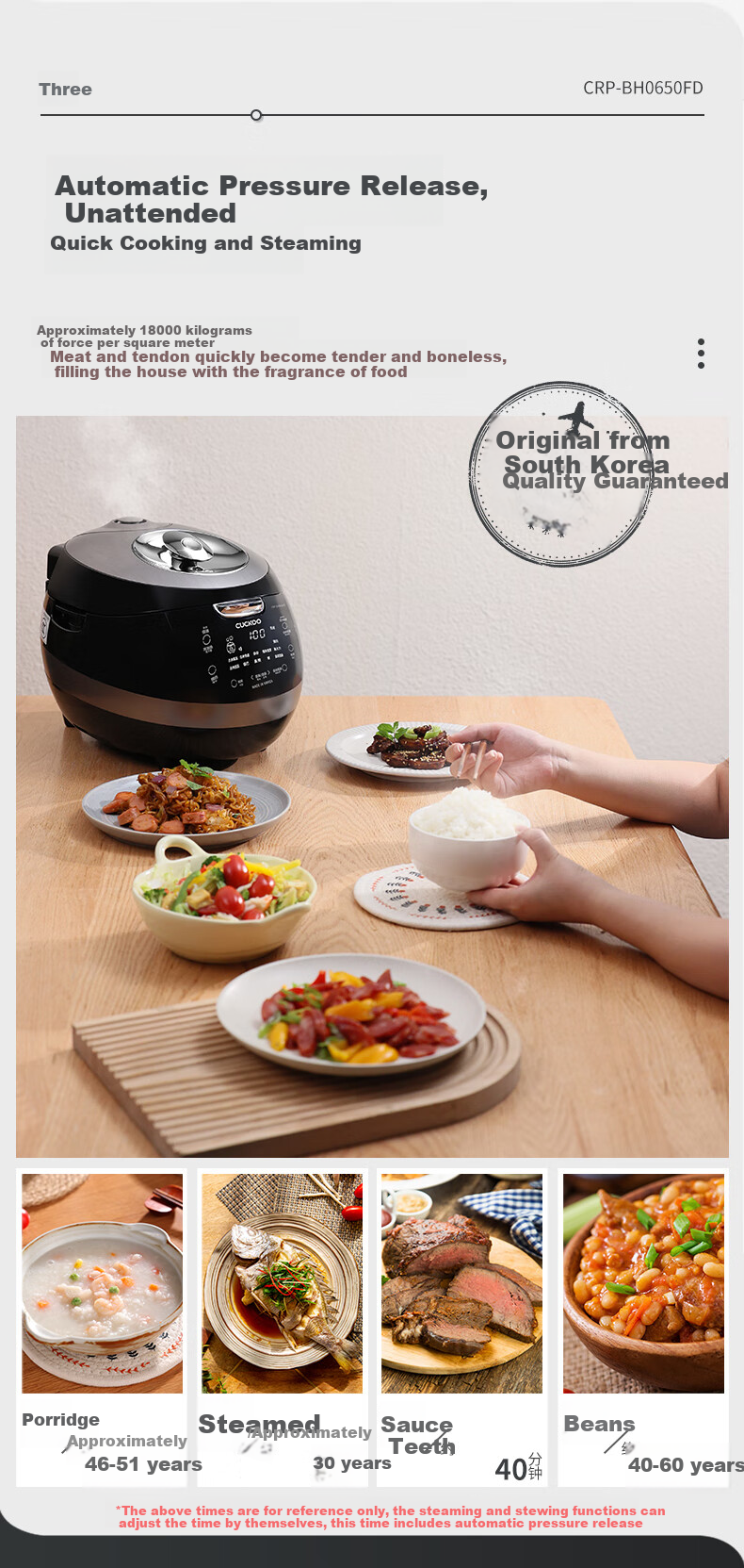 CUCKOO Korean Imported Multifunctional Pressure Cooker with No-Pressure Switching, Voice Prompt, Steamed Rice Non-Stick Pot, 3L Electric Pressure Cooker CRP-UT0611FGW 5