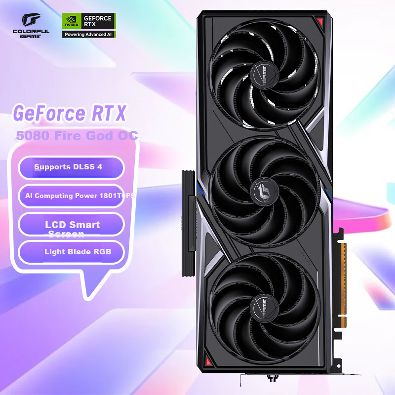 Colorful IGame GeForce RTX 5080 Vulcan OC 16GB GDDR7 DLSS 4, Hushen OpenClaw Crayfish Graphics Card for PC
