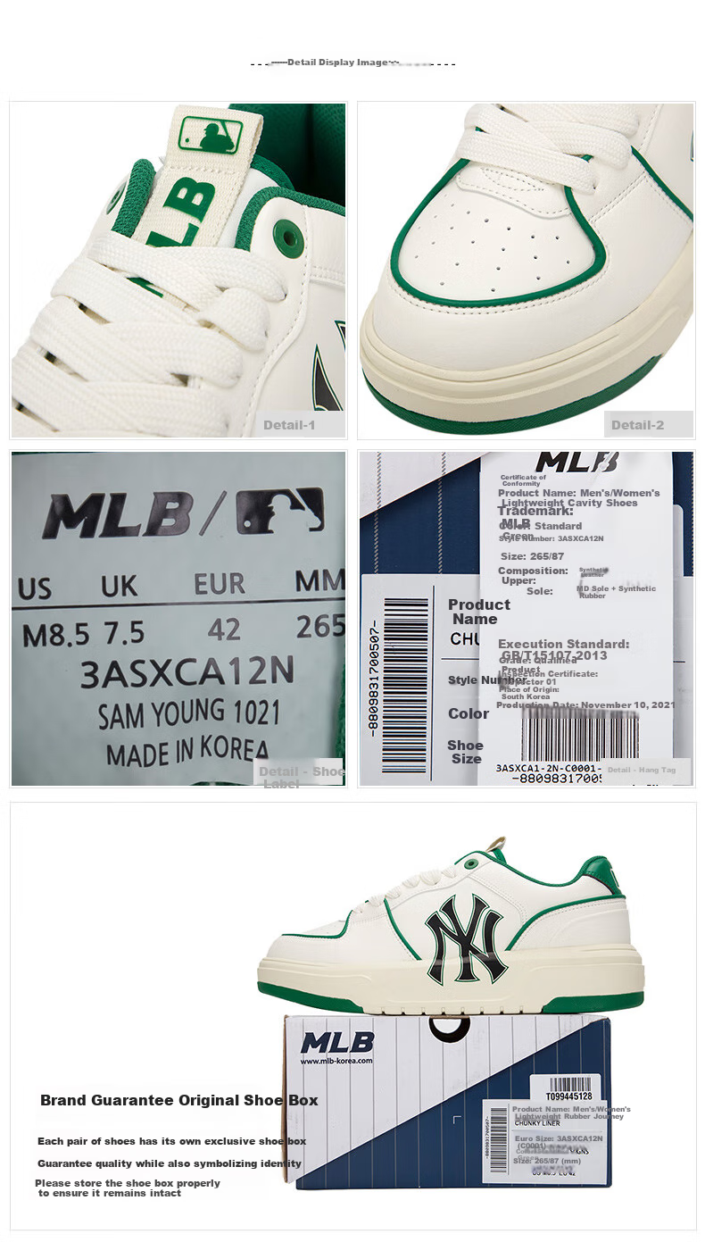 MLB Official Casual Sneakers for Men And Women, Thick-Soled Height-Increasing Shoes, Sports Footwear, 3ASXCA12N-50IVS, Size 235 9