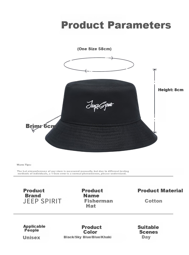 JEEP Hat for Men, Summer Fashion Versatile Fisherman Hat, Sun Hat, Outdoor Sports Fishing Sun Protectio 2