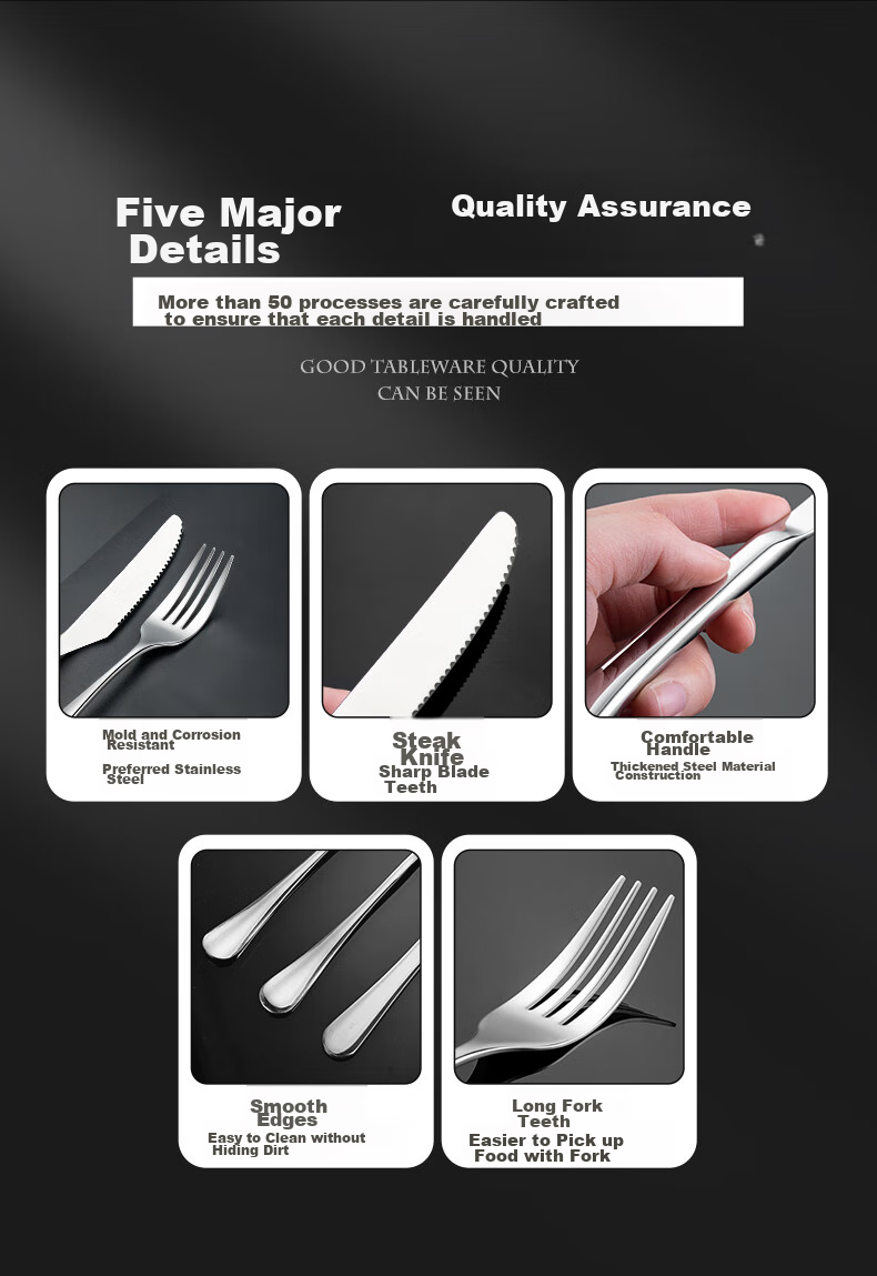 Guangyi 304 Stainless Steel Western Cutlery Set, Steak Knife And Fork Set, Thickened Tableware Complete Set, Fork 2-Piece Set GY7270 16
