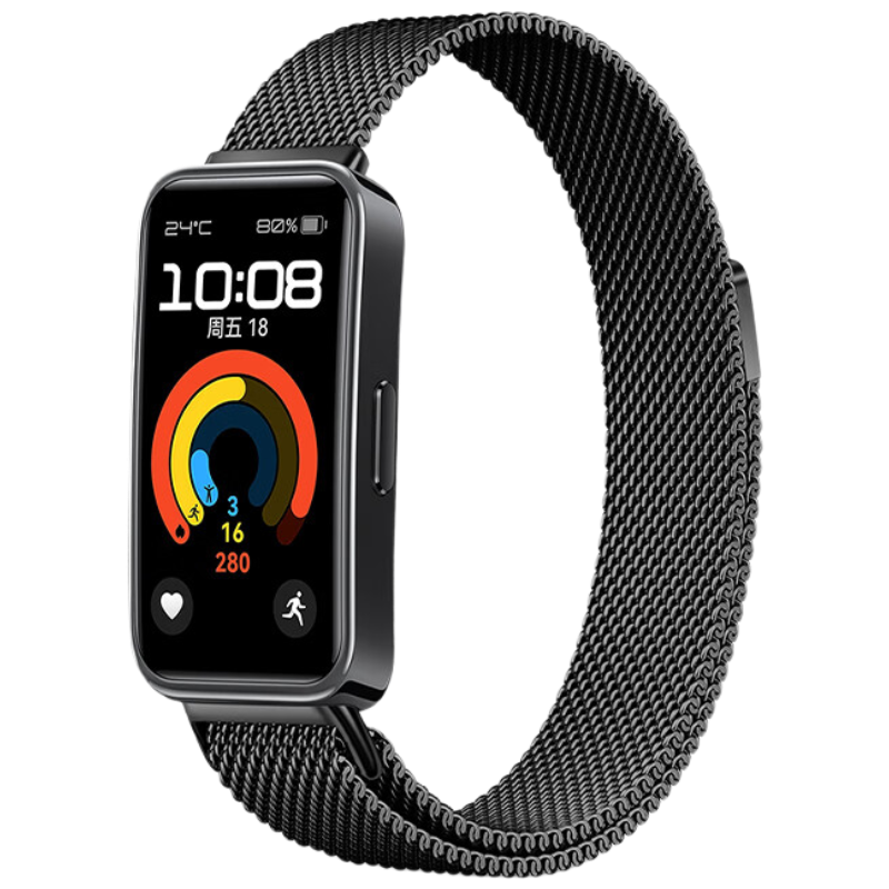 CHENSONG Compatible with Huawei Band/7 Strap, Milanese Magnetic Metal Band, Universal for Huawei Band 7 NFC Version, Stylish Breathable Wristband Replacement Band, Black