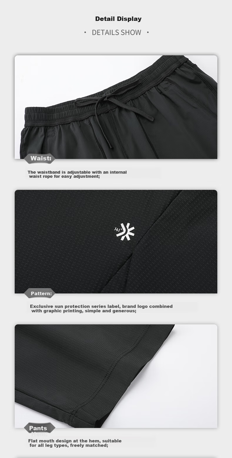 361° Men's Sports Pants Spring Summer Sun Protection Casual Sweatpants Running Loose Fit Cooling Straight Leg U-Shaped Pants 652614708-3 32