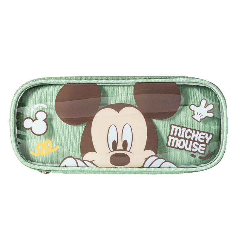 Disney Pencil Case Large Capacity Transparent Mickey School Stationery Box for Boys and Girls Back to School Gift Exam Use