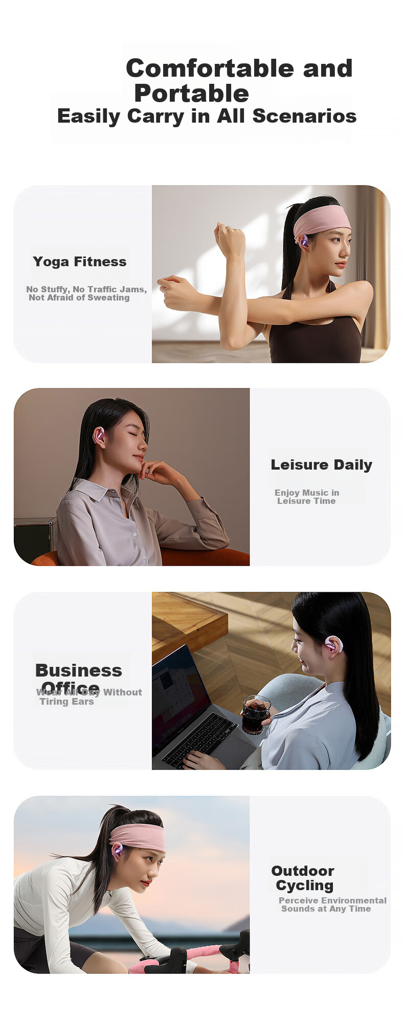 ACEFAST Jisu [Subsidies] Luminous Open-Ear Bluetooth Headphones with Long Battery Life, Call Noise Reduction, Sports Cycling Sweat-Resistant Gaming Earphones Non-Bone Conduction Over-Ear Style 12