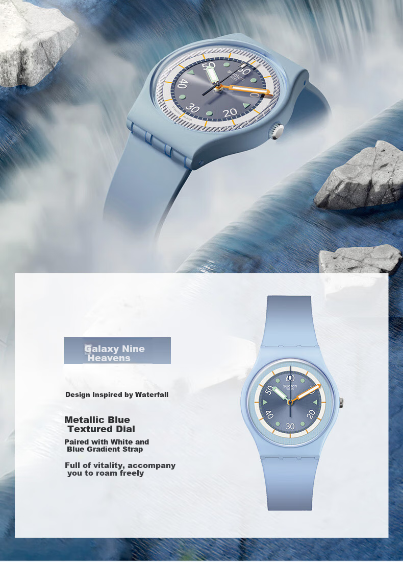 Swatch Swiss Watch, Natural Inspiration Series Luminous Trendy Men's Quartz Watch, Graduation Gift, Ice Peak Ultimate 4