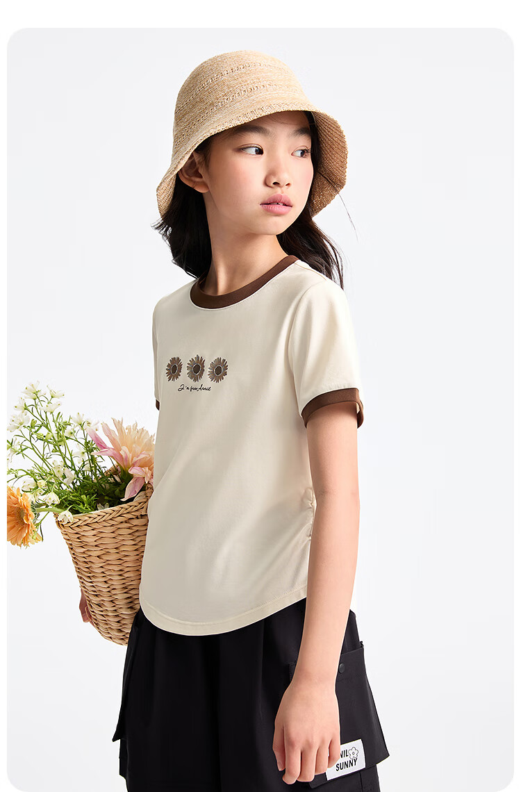 Annil Girls' Round Neck Short-Sleeve T-Shirt, New Summer Style 2025 4