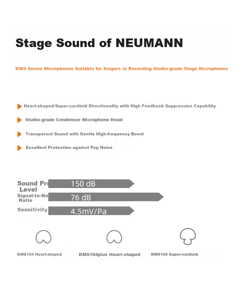 NEUMANN German Imported KMS105 Live Microphone, Professional Condenser Handheld Wired Microphone for Streamers, Singers, Live Stage Performances, Singing, Neumann Microphone with Noise Reductio 2