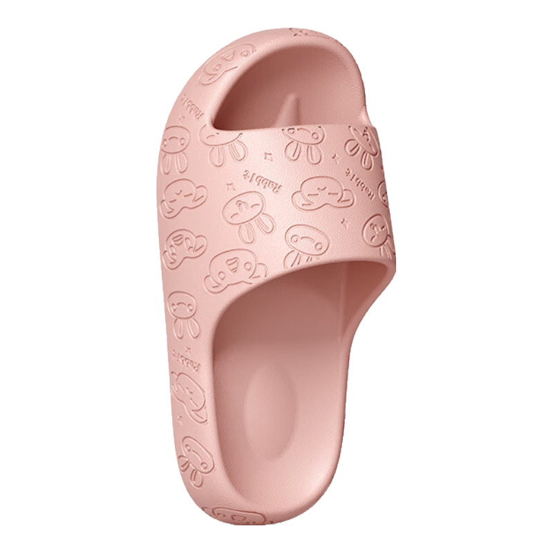 LURAD Summer Indoor Cool Slippers for Women, Thick-soled Couple Bathroom Shower Silent Slippers for Men, Pink Leather, Size 39-40