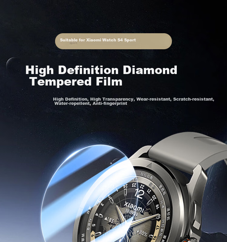 ESCASE [Three-Pack] Tempered Glass Screen Protector for Xiaomi Watch S4/Sport, High-Definition Clear Anti-Drop Scratch-Resistant Self-Adhesive Fingerprint-Resistant Glass Film 1