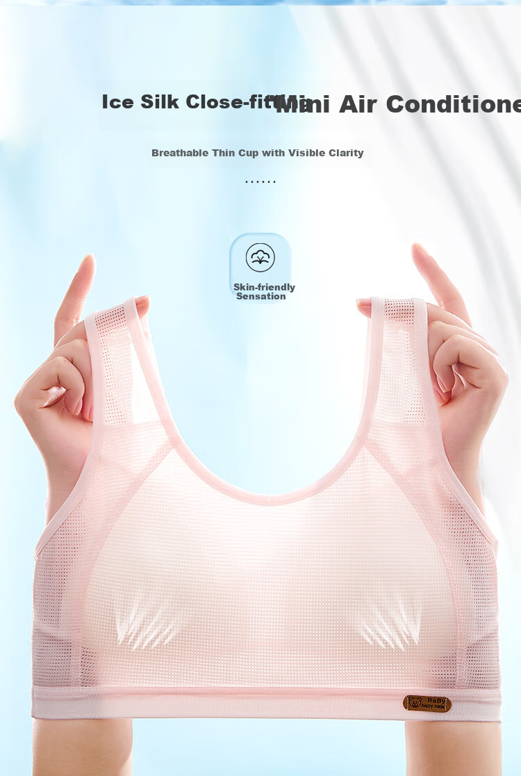LangSha Girls' Underwear, Puberty Bra for Ages 9-12, Sports Anti-Shock Camisole, Children's Bra for Elementary School Students, White, M 6