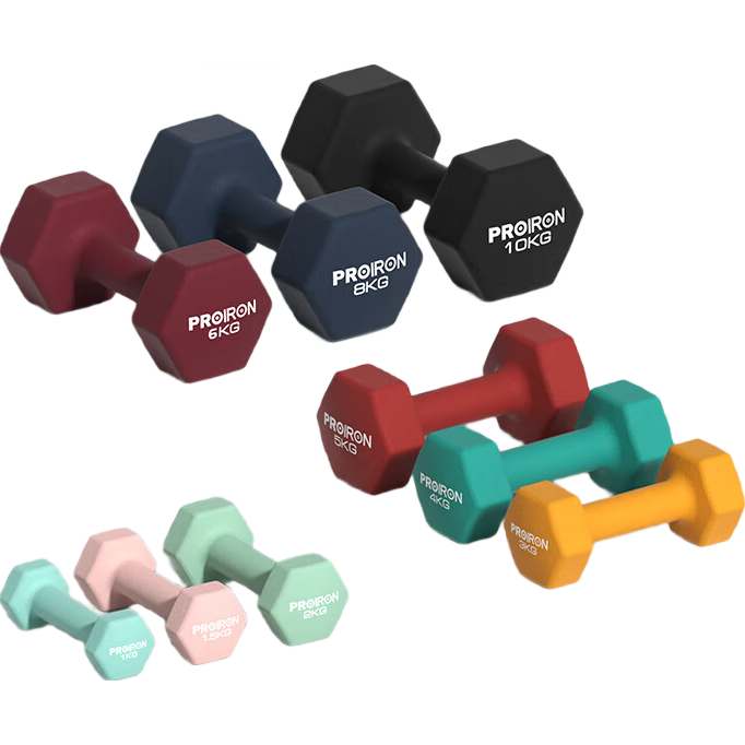 PROIRON Puli'ai Dumbbell, Eco-Friendly Powder-Coated, for Men And Women, Home Fitness Equipment, Hexagonal Pure Iron Dumbbells, 3KG Pair Set