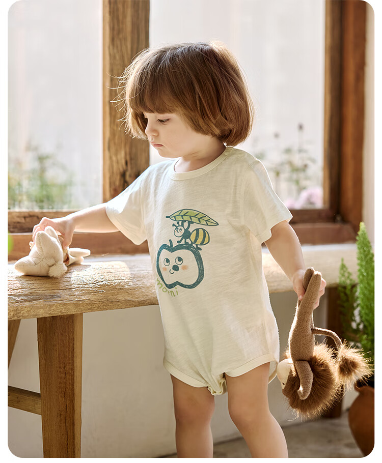 Wismorni Bamboo Cotton Baby Romper, Short-Sleeve Infant Bodysuit, Lightweight Breathable Sweat-Wicking Onesie for Summer 6