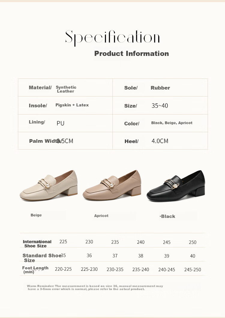 ZHR High Heels for Women, 2026 New Style Women's Shoes, Pearl Buckle Loafers, Women's Commuter Leather Shoes, Two-Way Wear K170 Beige 36 6