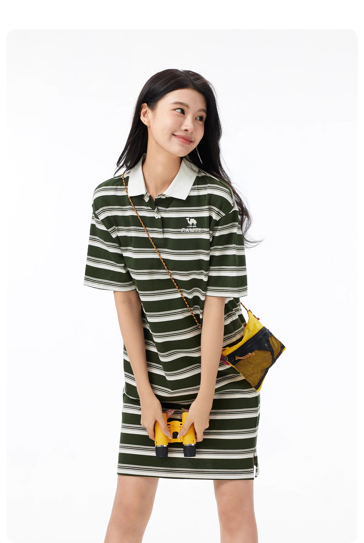CAMEL Outdoor Polo Dress 2025 Spring Summer Elegant Short Sleeve T-Shirt Dress Women Loose Small Size Polo Dress L 7