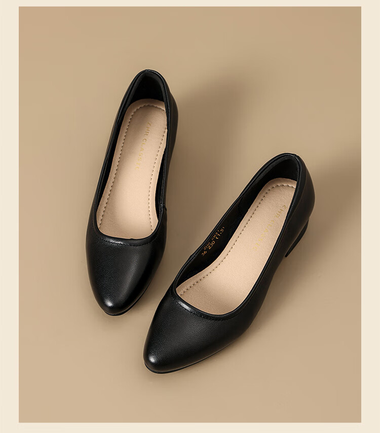 ZHR Top-Grain Leather Women's Pumps, Commuter Style, Chunky Heel, Comfortable Business Work Shoes for Women, KM31, Black, Size 38 17