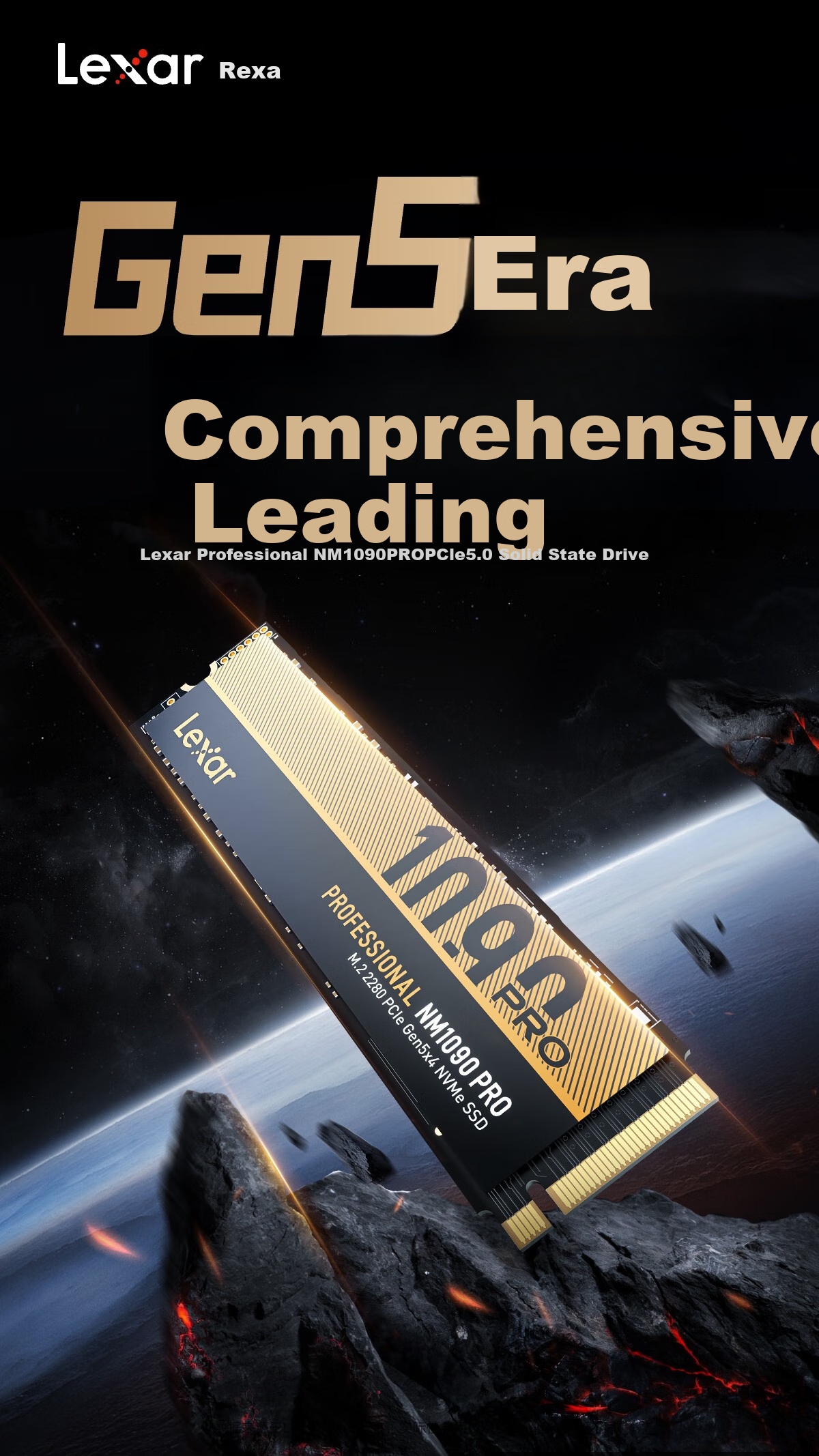 Lexar NM1090 PRO 1TB SSD Solid State Drive M.2 Interface (NVMe Protocol) PCIe 5.0x4 High-Speed 14000MB/s Transfer 2