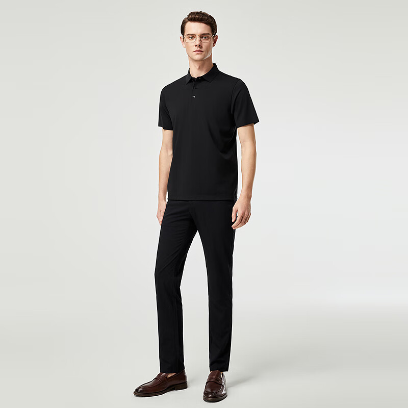 YOUNGOR Summer 2026 New Youth Business Casual Short-Sleeve Polo Shirt, Black, XL (Recommended for 150-165 Lbs)