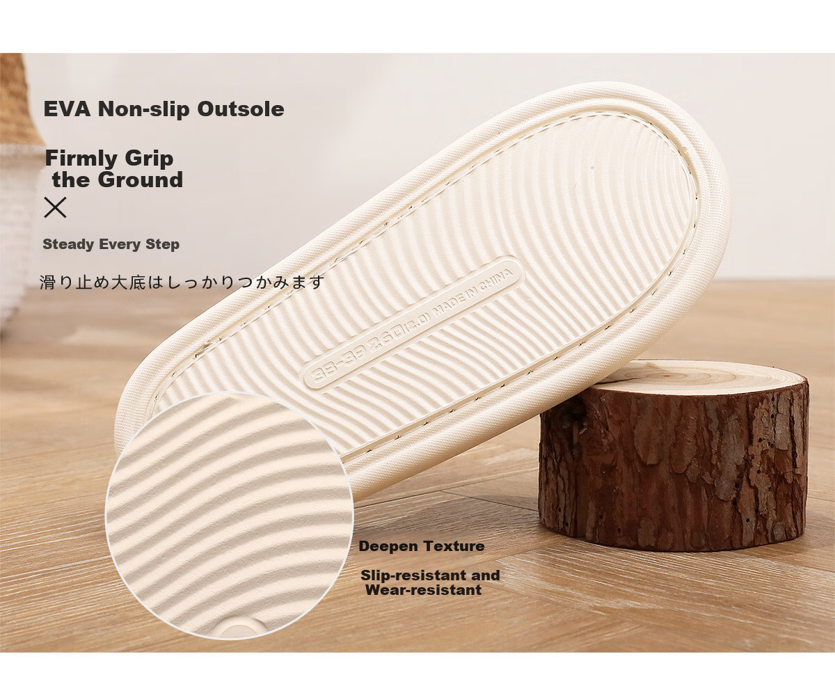 XGGC Four-Season Slippers for Men And Women, Spring And Autumn Indoor Home Use, Mugwort Soft-Soled Breathable Cotton Linen Slippers, Beige, Size 36-37 7