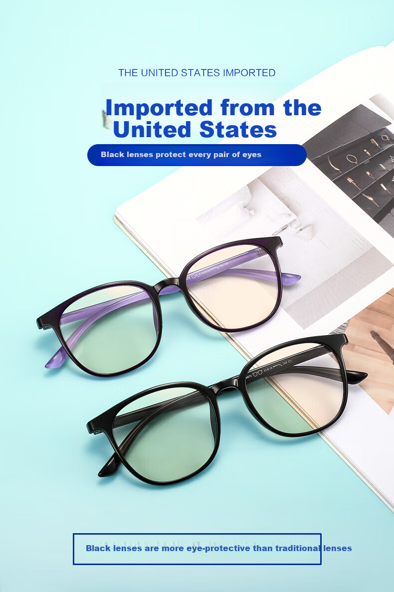 Bertha American Imported Material Anti-Blue Light Radiation Protection Black Lens Glasses for Women, UV Protection for Phone And Computer Use, Non-Prescription Post-Surgery 1
