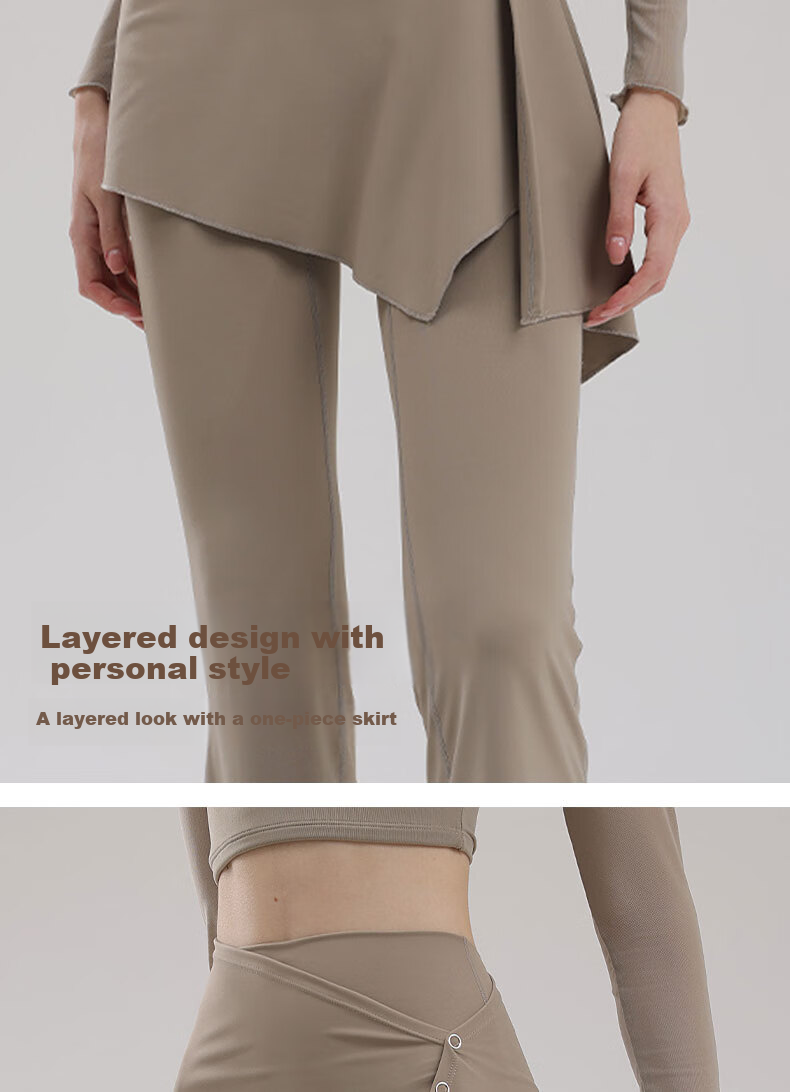 XUEXIMAN Two-Piece Set, Skirt Yoga Pants for Women, Spring And Autumn New Style, Butt-Lifting Pilates Training Sports, Slightly Flared Wide-Leg Fitness Pants 7