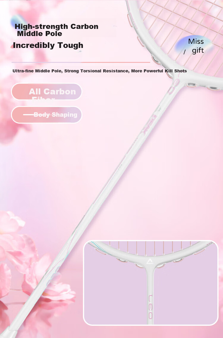 PEAK Badminton Racket, Full Carbon Fiber Single Racket, High Tension 5U Professional Competition Racket, Ultra-Light And Durable Carbon Fiber Racket 7