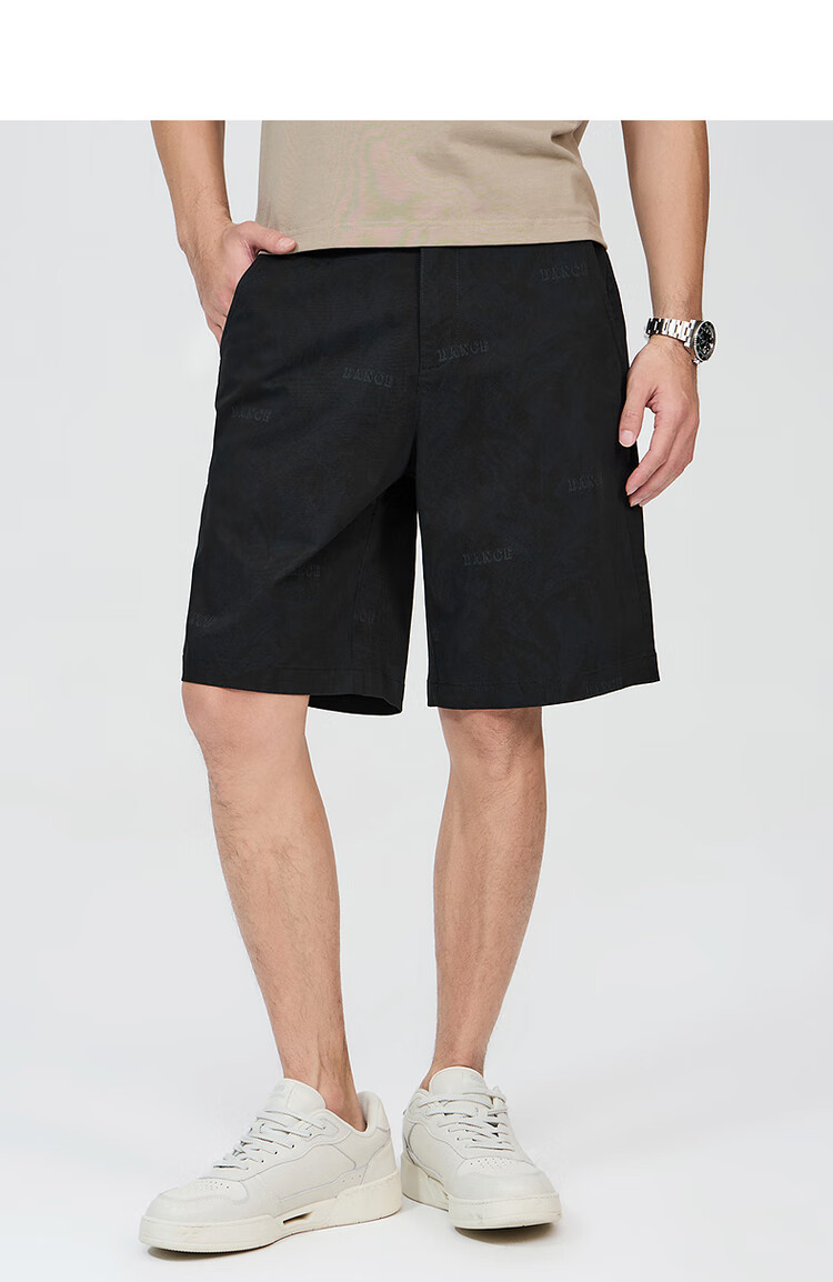 DANCING WOLVES [Comfortable Cotton Spandex] Summer Versatile Trendy All-Over Letter Print Breathable Men's Casual Shorts, 701 Khaki, Size 35 9