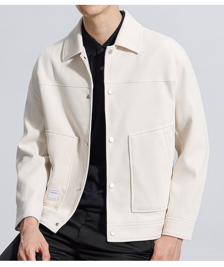 ROMON Men's Jacket, Spring And Autumn Casual Business Style, Youth Tobacco Jacket, Workwear Outerwear, Beige Color, Size 4XL 35