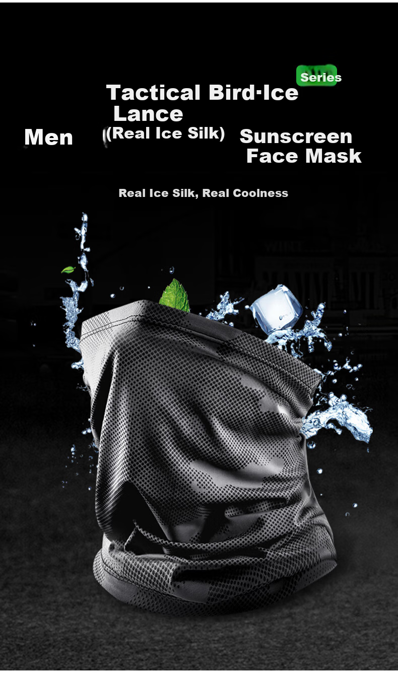 Zhanshuniao Ice Spear | Real Ice Silk Sun Protection Face Mask Full Face UV Protection Neck Gaiter for Men, Cycling Fishing Neck Warmer 2