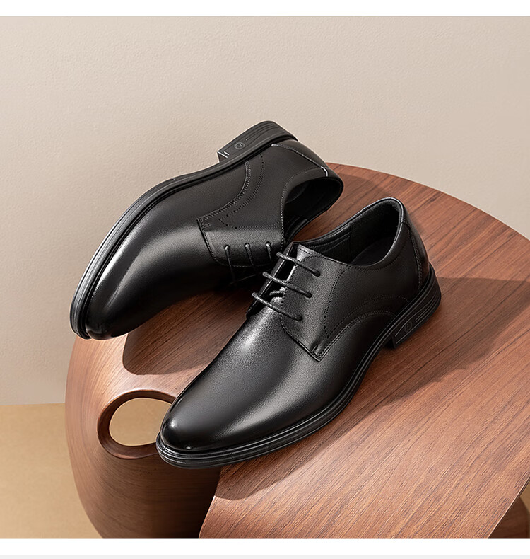 Aokang Men's Shoes, Spring Derby Shoes, Business Formal Wear, Commuter Shoes for Work And Weddings, Groom's Leather Shoes, Brown, Size 40 4