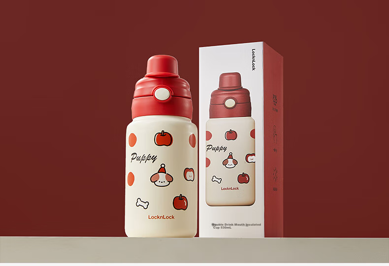 LOCK&LOCK Children's Insulated Cup for Ages 6-12, Primary School Students' Water Bottle with Straw for Boys, Direct Drinking Water Bottle 8