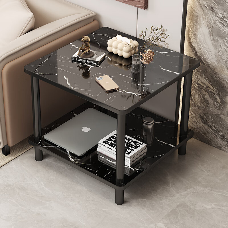 Gupujia Coffee Table, Simple And Luxurious Living Room Side Table, Small Apartment Reception Tea Table, Balcony Corner Table, Double-Layer Storage Small Table