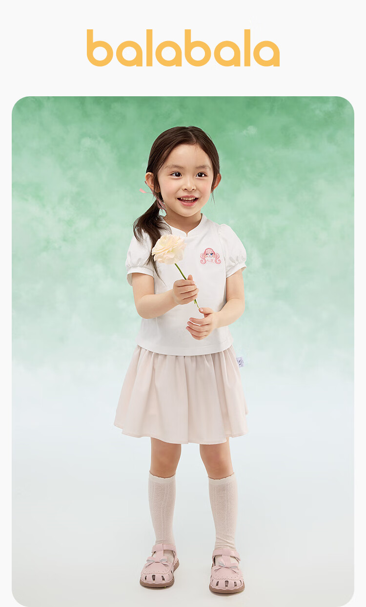 BALABALA [Baigongling IP] Children's Short-Sleeve Set, Girls' Summer Outfit, Quick-Dry And Cool-Feeling 1