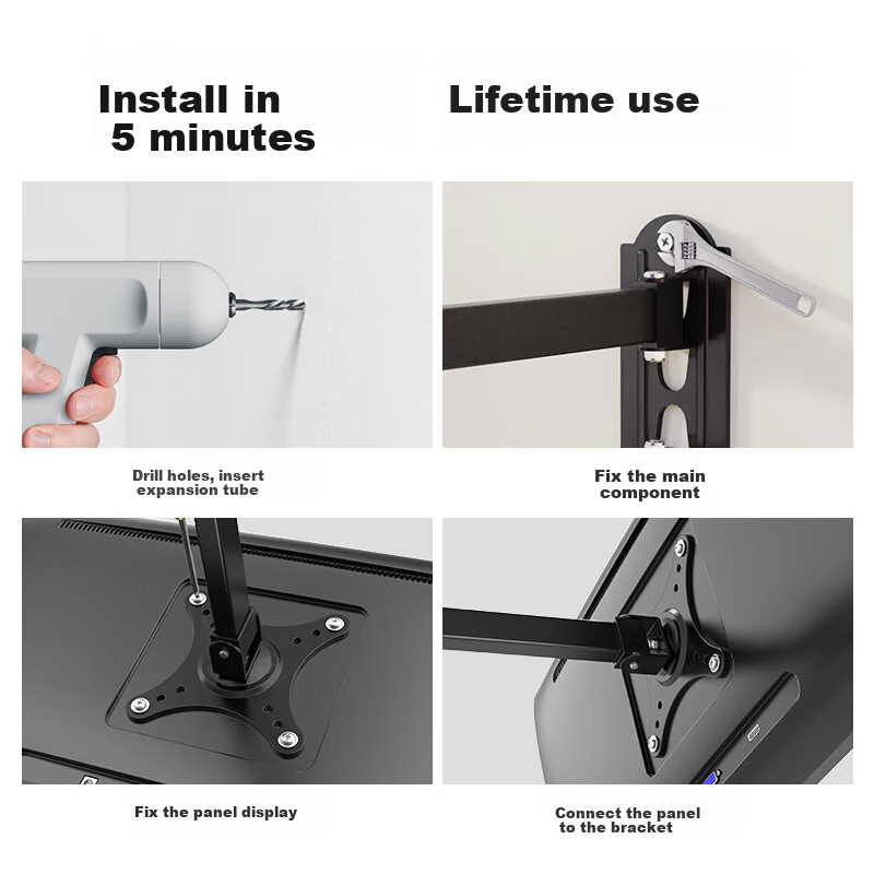 LUCKPRO Monitor Stand, Computer Monitor Arm, Adjustable Height Computer Stand, Monitor Mechanical Arm Riser, Desktop Rotating DX01-01 7