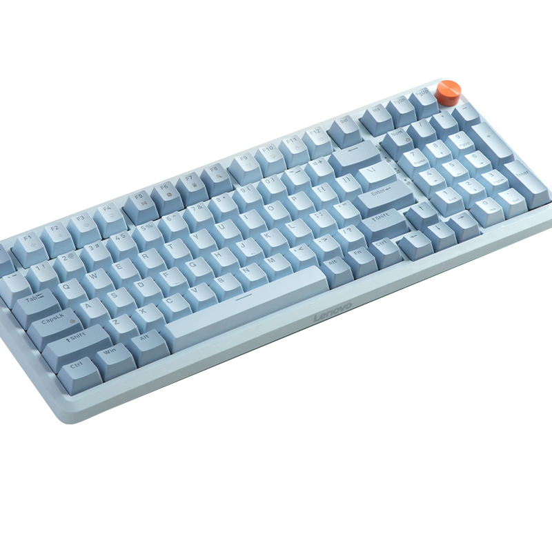 Lenovo MK9 Mechanical Keyboard Wired Gaming GASKET Structure 98 Layout Single Backlight Volume Knob Detachable Cable Compatible with Duanzhanzhe Laptop Sky Blue