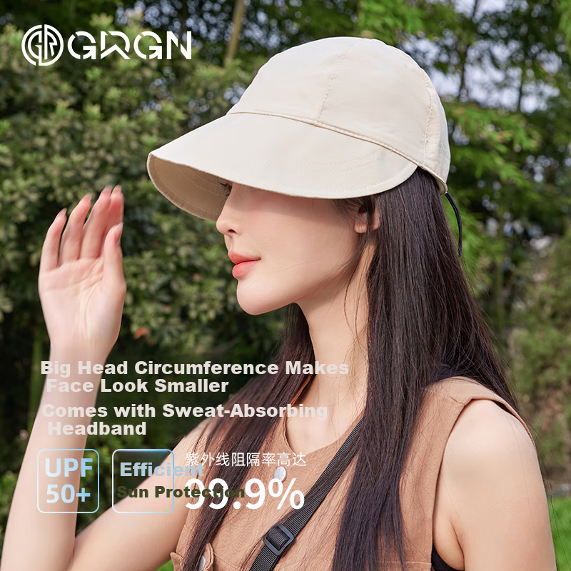 GRGN Sun Protection Hat for Women, Summer Fisherman Hat, Sun Visor Cap, Baseball Cap, Outdoor Face-Covering Travel UV Protection Hat for Wome