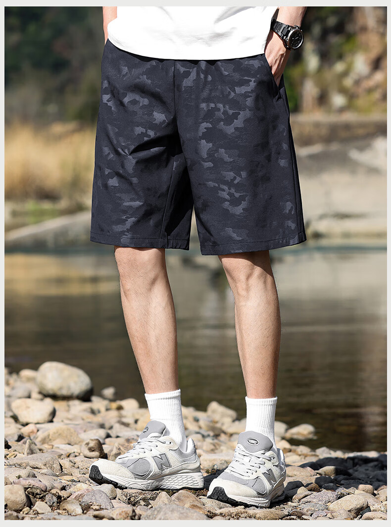 EASTERN CAMEL Men's Trendy Summer Outdoor Casual Sports Straight Five-Point Shorts Youth Loose Beach Pants 19