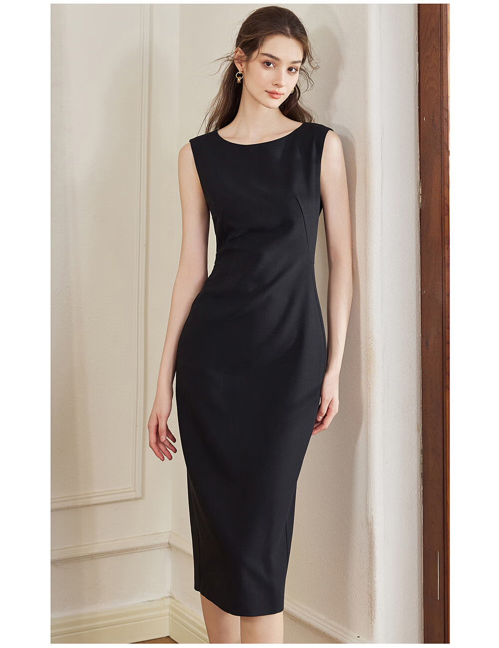 ROEYSHOUSE Elegant Sleeveless Dress for Women, Spring 2026 Collection, Sophisticated Waist-Cinching Mid-Length Dress 10986, Apricot Color, Size S 20