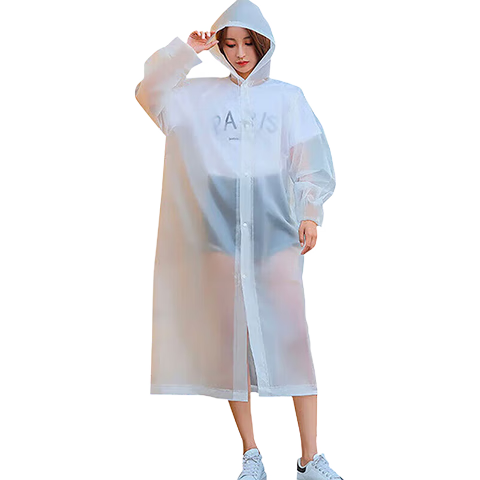 BWNK Outdoor Disposable Raincoat, Adult Thickened Semi-Transparent Frosted Long Hooded Poncho
