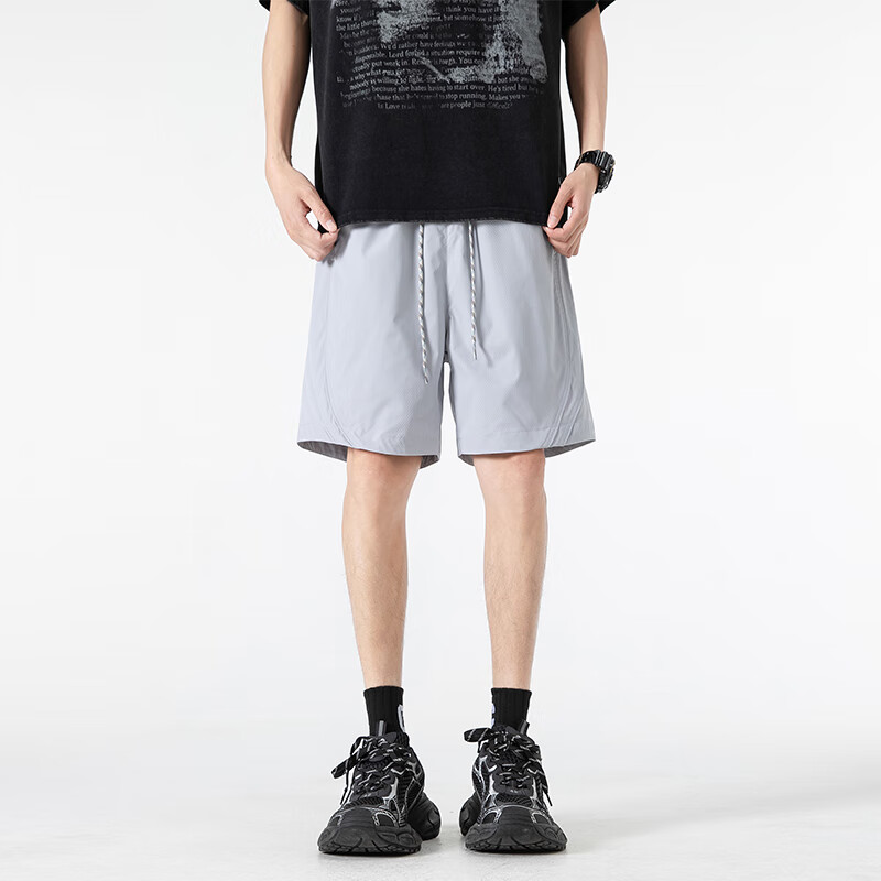Foss Phil Men's Pants, Summer Lightweight Breathable Casual Shorts, Versatile Sports Quick-Dry Shorts K008 Cloud Gray Color M