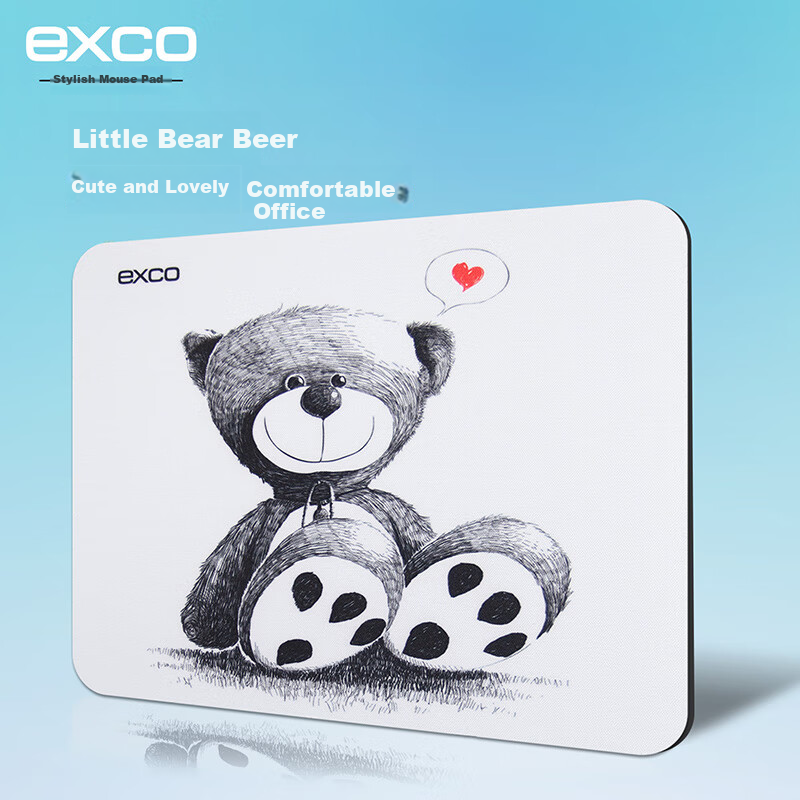 EXCO 2-Pack Cute Bear Mouse Pad, Small Cartoon Anime Laptop Office Mat, Portable Gaming Simple Office Supplies for Women 0285 4
